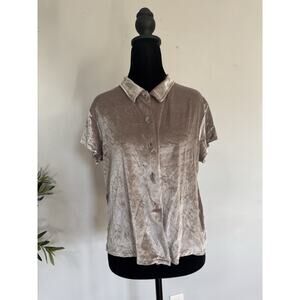 Vtg Y2K Womens Size L Pink Crushed Velvet Fairy Button Up Minimalist Nostalgia